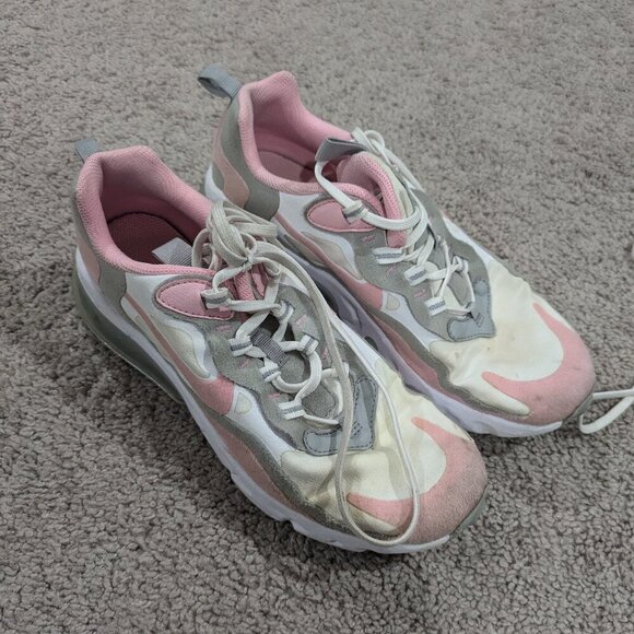 NIKE Air Max 270 React Pink White and Grey Kids Size 6 - Picture 1 of 6